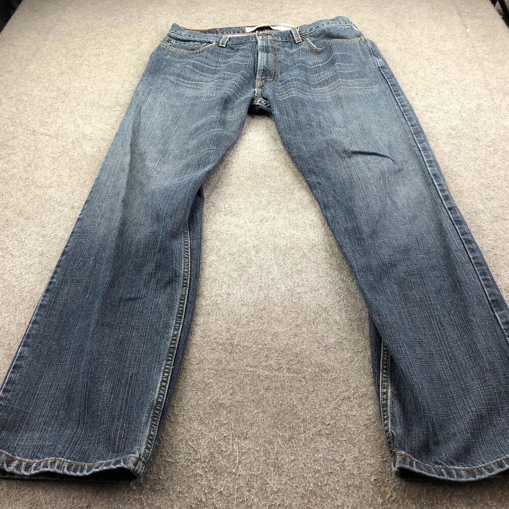 Levis 505 Jeans Mens 36x32 Blue Medium Wash Regular Straight Denim Pants Casual